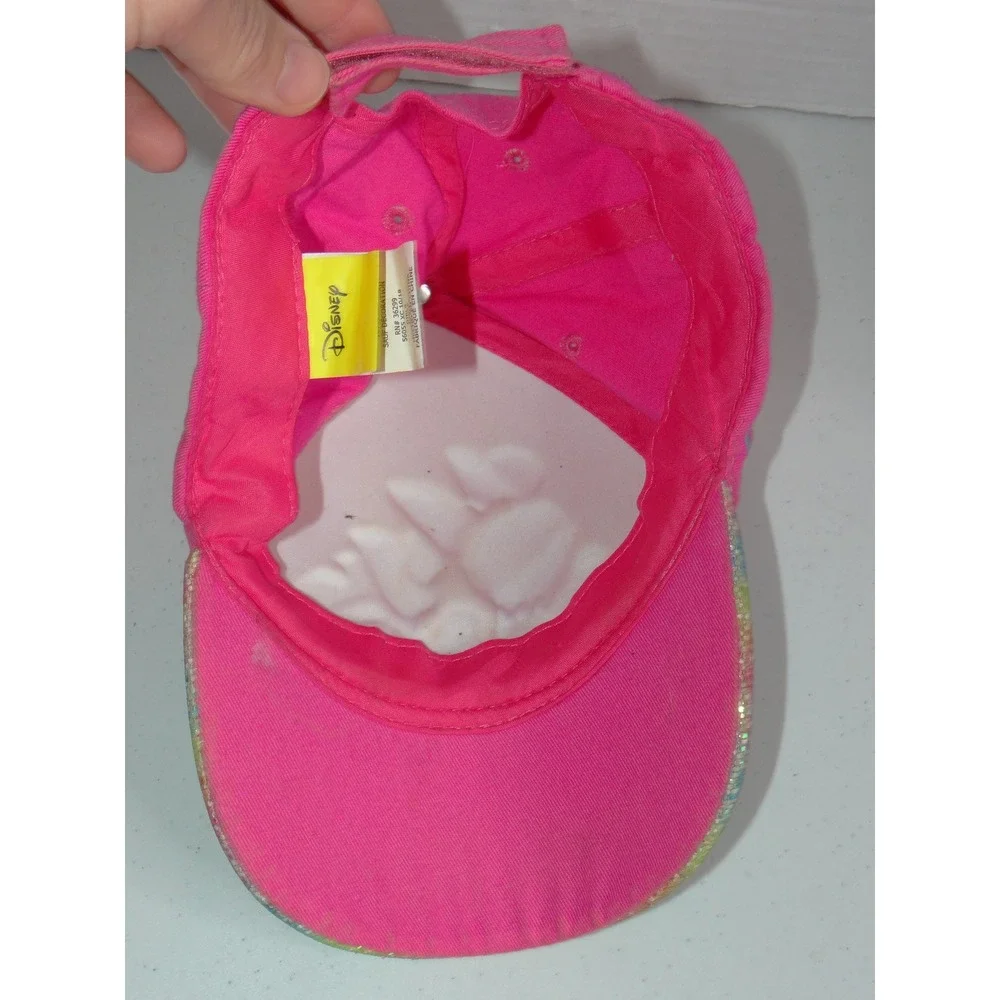 Disney Minnie Mouse Pink Rainbow Glitter Brim Baseball Cap Hat Adjustable 3453